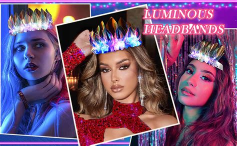 Yean Light Up Headband Luminous Crown Headbands Laser Hair Band