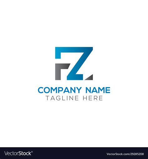 Initial Letter Fz Logo Design Template Creative Vector Image