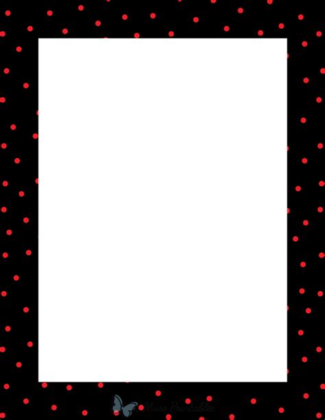 Printable Red On Black Random Mini Polka Dot Page Border