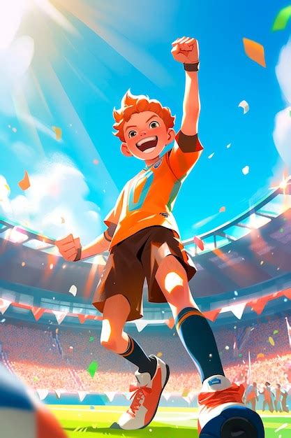 Des enfants jouant au football en dessin animé Photo Gratuite