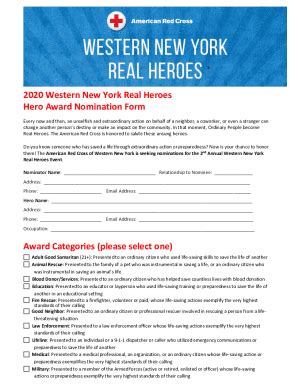 Fillable Online Western New York Real Heroes Hero Award Nomination