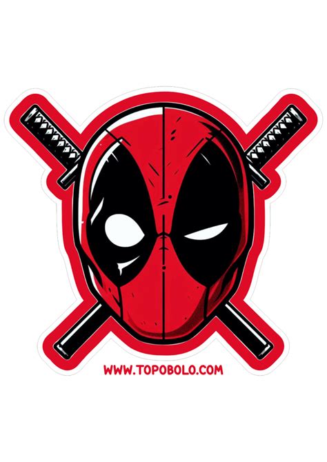 Deadpool Logo Para Imprimir Adesivo Tag Sticker Marvel Comics Desenho Simples Máscara Com