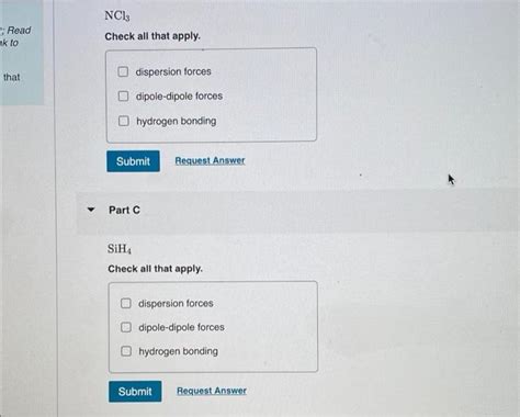 Solved Read K To NCl3 Check All That Apply That Dispersion Chegg