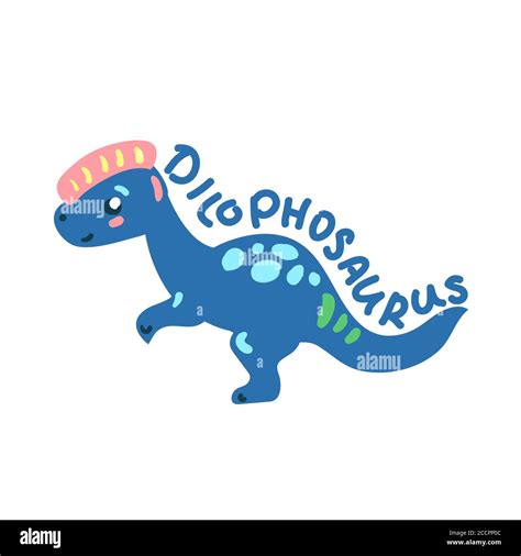 Cartoon Dinosaur Dilophosaurus Cute Dino Character Isolated Playful