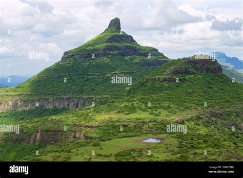 View of Ikhara peak popular with rock climbers from the Dhodap fort ...