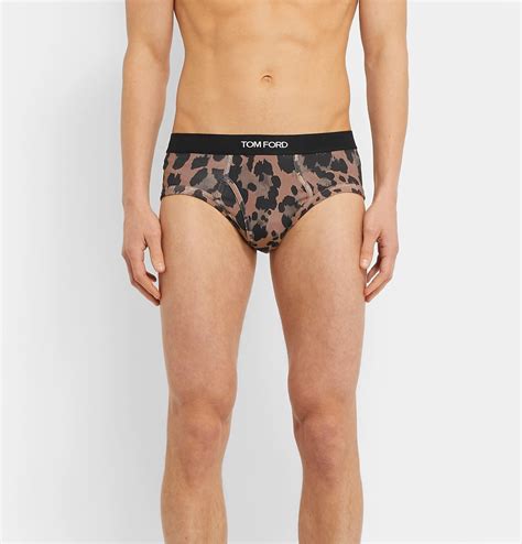 Tom Ford Leopard Print Stretch Cotton Briefs Brown Tom Ford