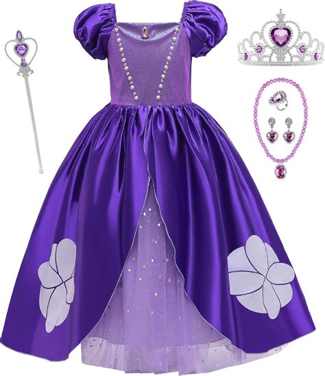 O AMBW Vestido de Niña Sofia Tonos violetas Disfraz Nina Princesa