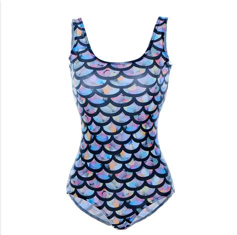 Hot Sexy Beach Women Mermaid Tail Costume 3D Printed Fish Scale Swimming Swimwear Bikini One