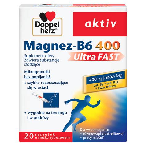 Doppelherz Aktiv Magnez B6 Ultra Fast 400 W Stresie Na Skurcze Dla