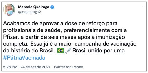 Queiroga Anuncia Dose Da Pfizer Para Profissionais De Sa De