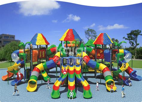 Big Size Rainbow Colorful Outdoor Playground Combined with Slides, Tube ...