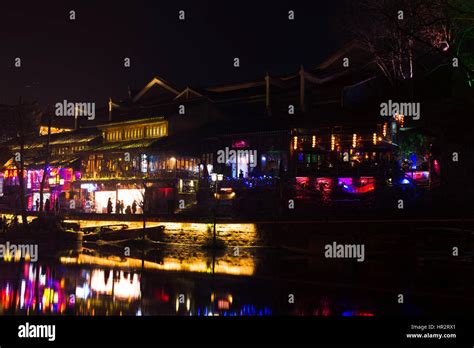 Fenghuang Ancient City Streets At Night Stock Photo Alamy