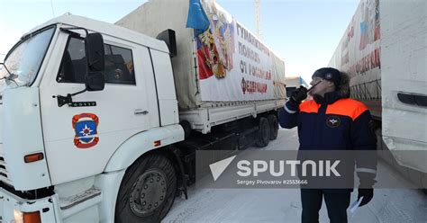 Russias Eleventh Humanitarian Aid Convoy At Donetsk Checkpoint In