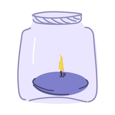 Burning Candle In A Jar Drawn In Doodle Style 13192333 Vector Art At