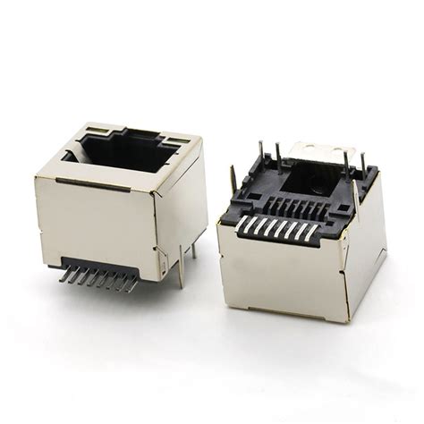 Vertical Smt Type 12 7h With Led Light Rj45 8p8c Female Connector