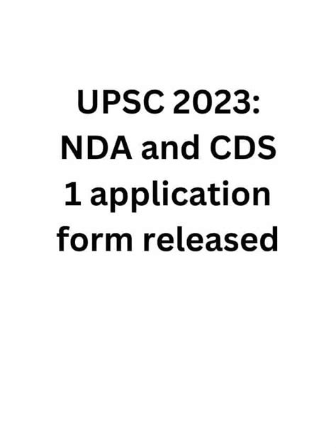 UPSC 2023 NDA And CDS 1 Application Form Released