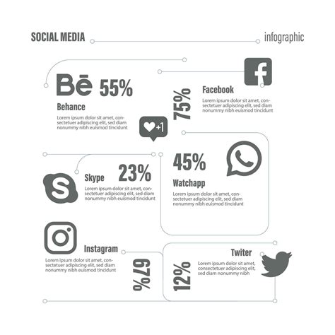 Social Media Infographic Template Flat Layout Vector Art At