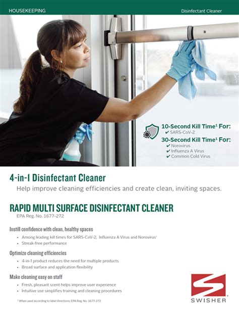 Swisher Ultra Rapid Multi Surface Disinfectant Cleaner Sell Sheet