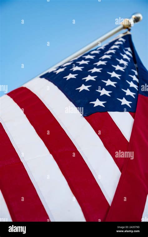 Closeup Of Ruffled American Flag Stars And Stripes Stock Photo Alamy