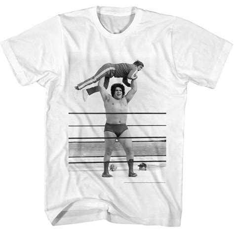 Andre The Giant T Shirt Picking Up Guy In Ring White Tee