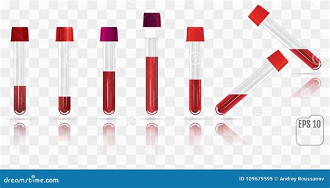 Set Of Blood Collection Tube Vector Test Tubes Filled With Blood Stock