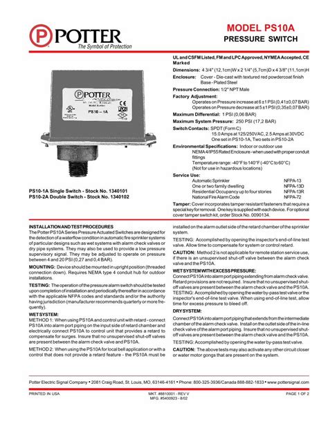 PDF Potter Pressure Switch DOKUMEN TIPS