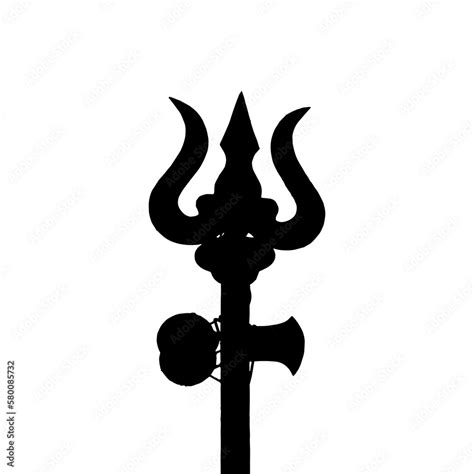 Lord Shivas Trident With Damru Icon Trishul Vector Design Black