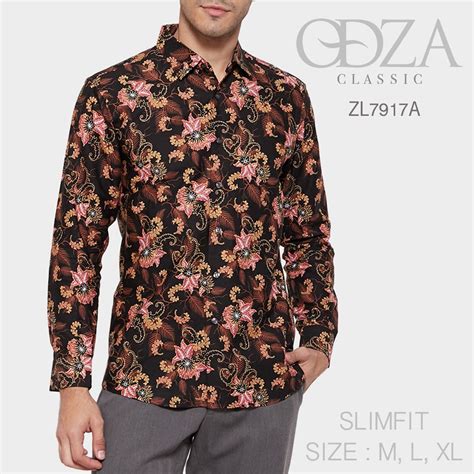 Jual Odza Batik Slim Fit Baju Batik Muslim Batik Lengan Panjang Pria