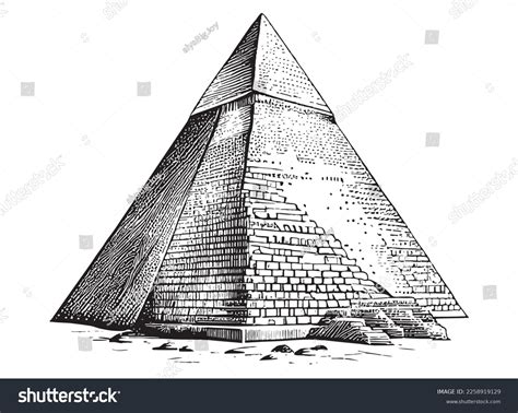 Pyramid Hand Drawn Sketch Vector Illustration เวกเตอรสตอก ปลอดคา