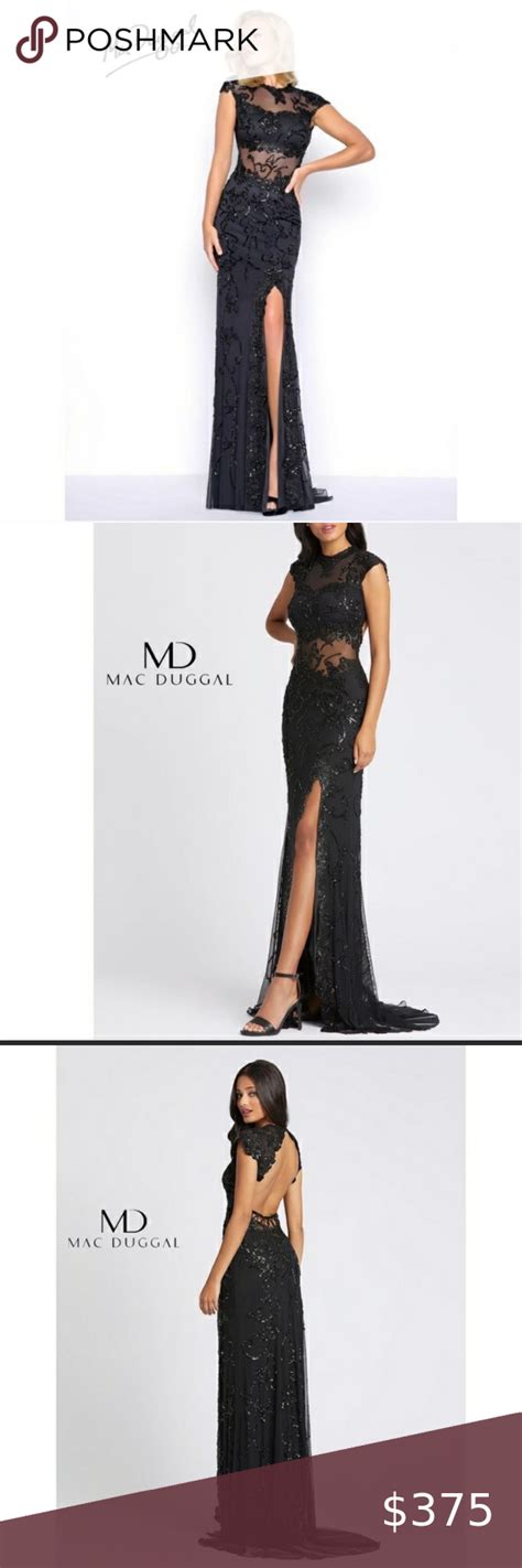 Mac Duggal Black Lace Sequin Illusion Gown 4 Formal Dresses Long