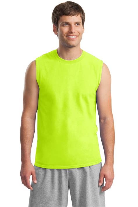 Gildan Men S Ultra Cotton Sleeveless T Shirt 2700 Double Needle Hem