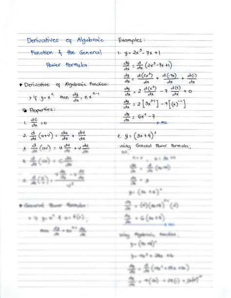 Solution Derivatives Of Algebraic Function And The General Power