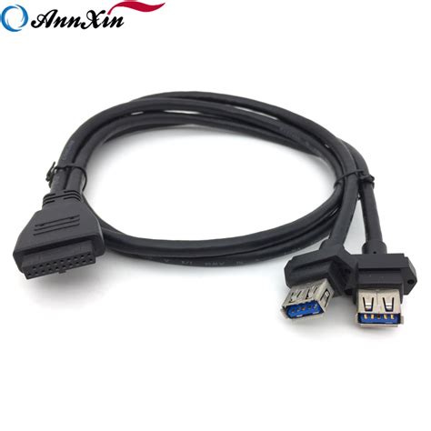 254mm Pitch Idc 20 Pin Female Connector To Dual Usb 30 Female Powered Cable 2 Annxin