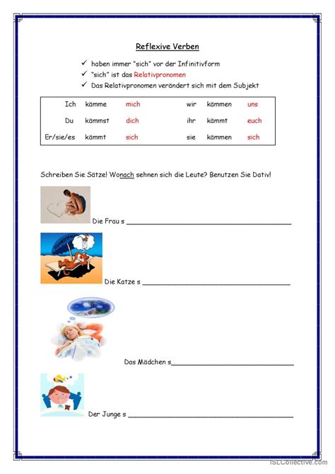 Reflexive Verbe Deutsch Daf Arbeitsbl Tter Pdf Doc