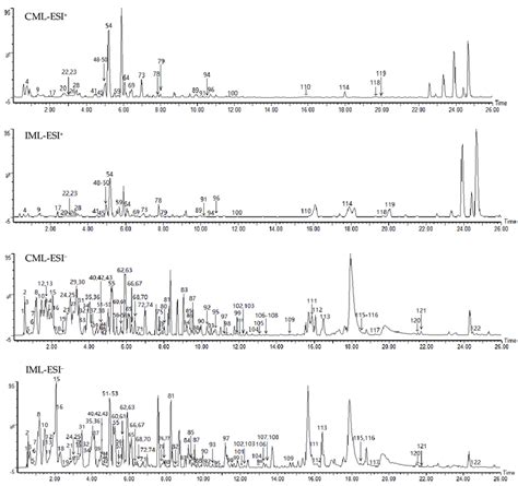 The Representative Base Peak Intensity Bpi Chromatograms Of Cml And Download Scientific