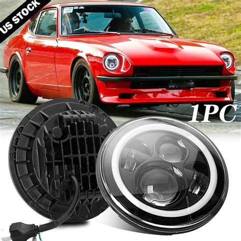 7 Inch Round LED Headlight Halo Angel Eye Hi Lo Beam For Datsun 280ZX