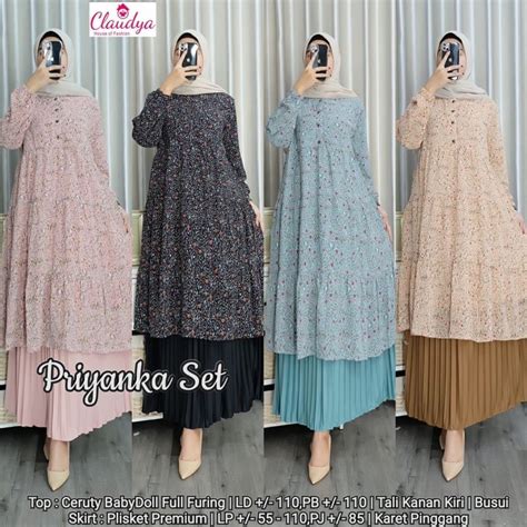 Jual BISA COD BESTSELLER PRIYANKA SET 1 ROK PLISKET ORIGINAL KAYLA