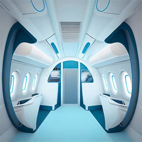 Business Interior Jet Airplane in Blue and White Color. Stock Image ...