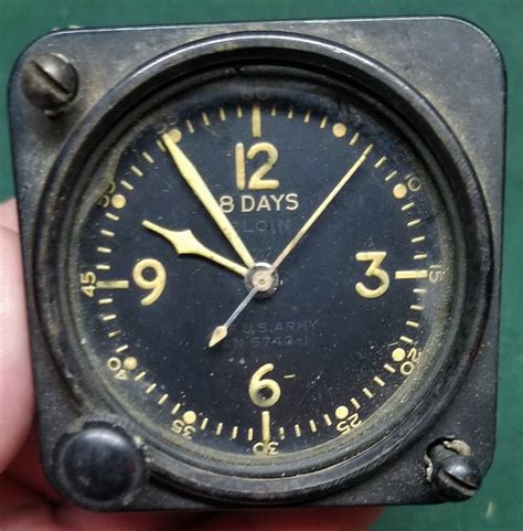 Elgin Us Army Aircraft Cockpit 8 Day Clock An 5743 1 Ser Af44 585 Part 2113 For Sale Soviet