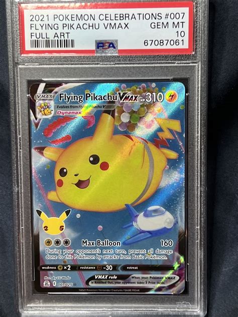 Mavin PSA 10 GEM MT Flying Pikachu VMAX 007 Celebrations FULL ART