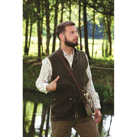 Gilet de chasse en coton huilé avec carnier poche arrière