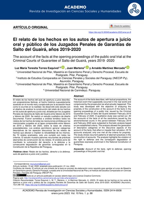 PDF El Relato De Los Hechos En Los Autos De Apertura A Juicio Oral Y