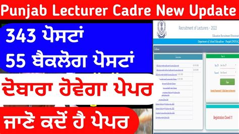 Lecturer Cadre New Update Lecturer Cadre Punjab Lecturer Cadre New