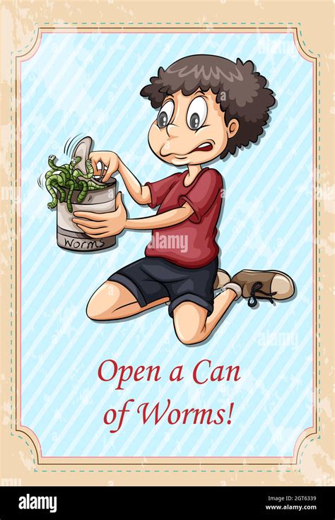 Idiom open a can of worms Stock Vector Image & Art - Alamy