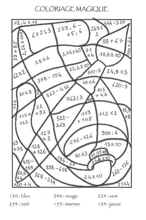 Coloriage Magique Ce1 Soustraction Sans Retenue Danieguto