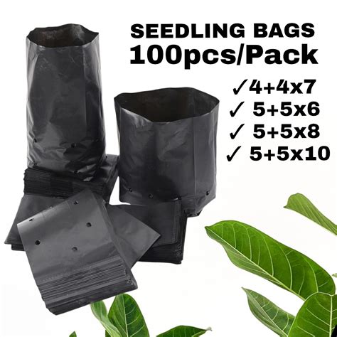 100pcs Plastic Seedling Bag Grow Bag Planters Bag For Plants