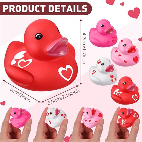 48 Pcs Valentine S Day Rubber Ducks 2 Inch Mini Valentine S Day Ducks Bath Toys Valentine Party