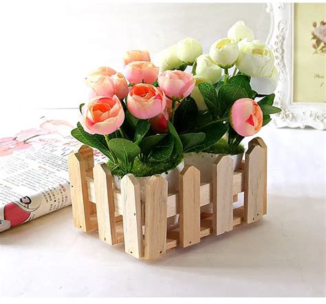 Natural Rectangle Wood Flower Holder Box Wooden Organizer For Flowers Garden Planter Boxes Home ...