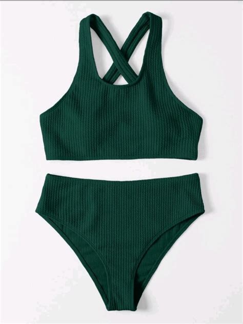Shein Dark Green Bikini Set On Carousell