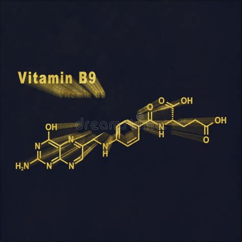 Vitamin B9 Folic Acid Structural Chemical Formula Stock Illustration